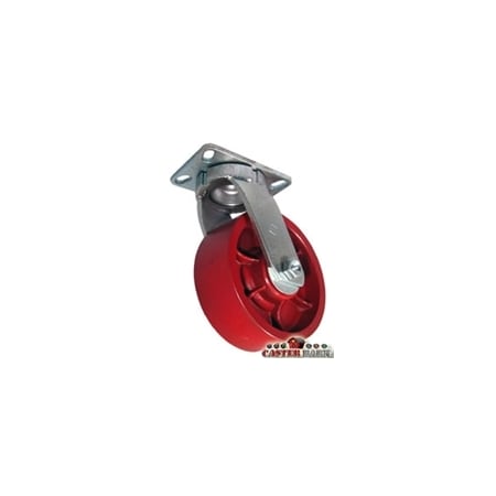 Casterhq 6"x3" Kingpinless Heavy Duty Swivel Caster, Red Ductile Iron Wheel CB-10SCDS63